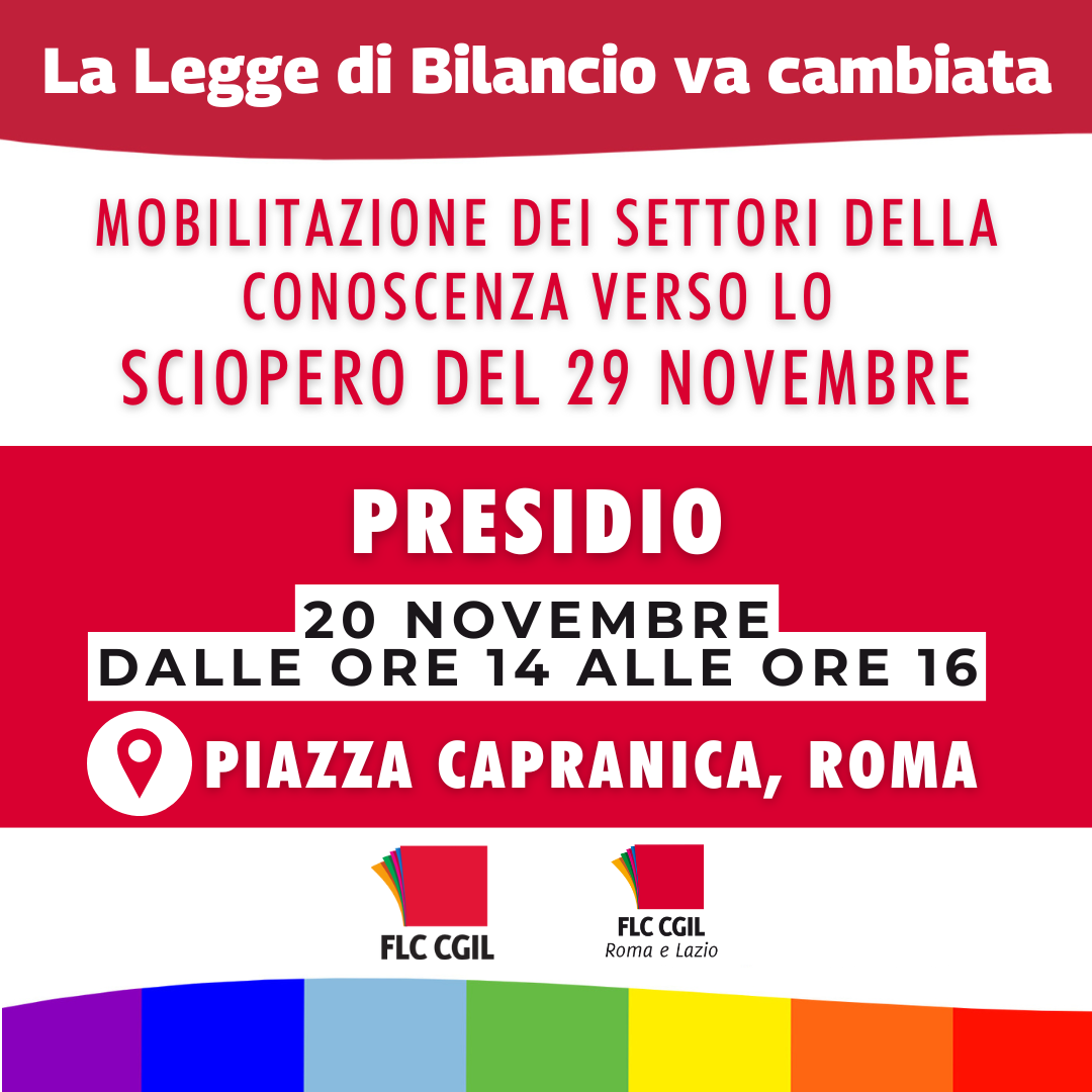 Presidio Modifica Legge di Bilancio – 20 novembre ore 14, Piazza Capranica, Roma